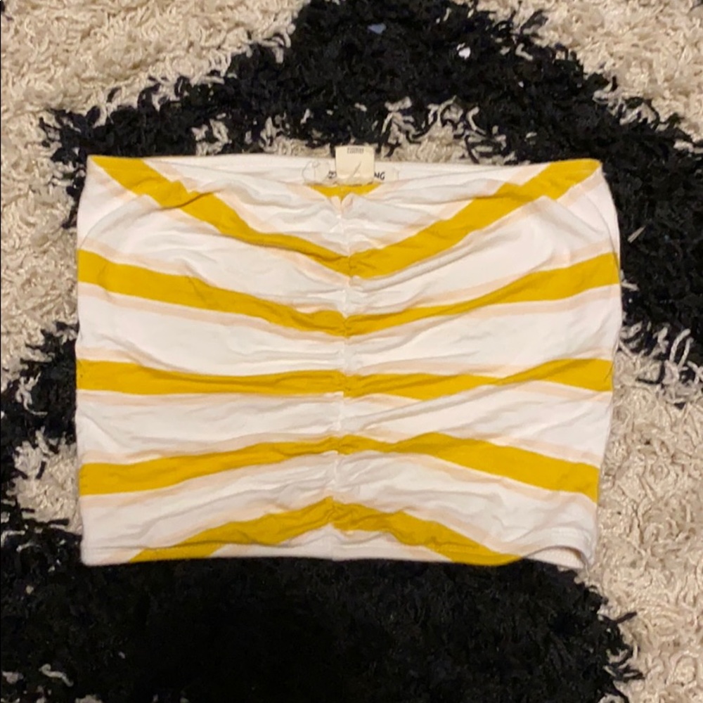 yellow/white stripes tube top
